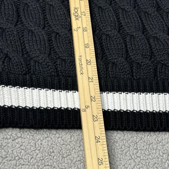 Thale Blanc The Power Of Words Sweater Womens Medium Black White Cable V Neck - Picture 10 of 10